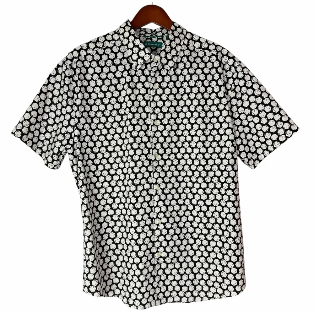 Cubavera Men's Slim Fit Dice Print Button Down Short Sleeve Shirt XL Gambler